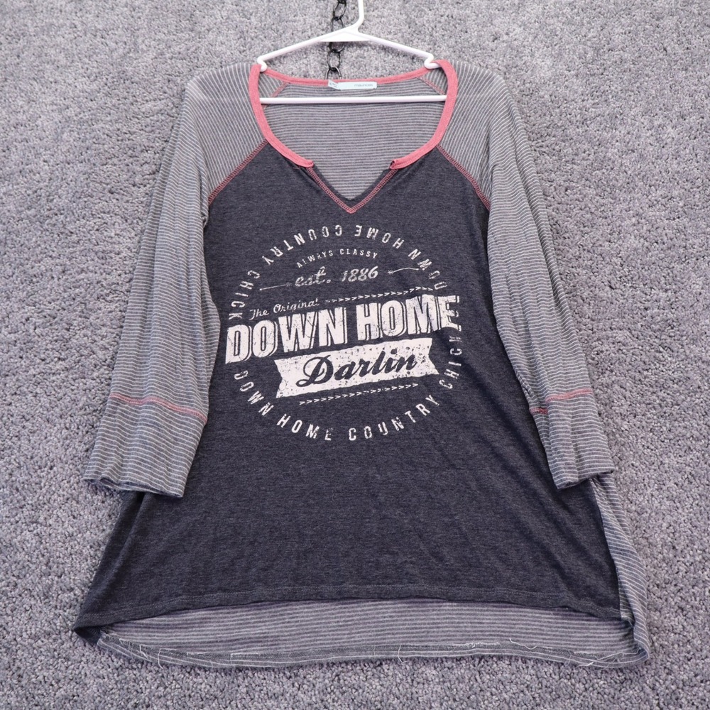 Maurices T Shirt Womens Extra Large Gray Down Home Darlin Graphic